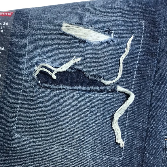 Levi's 511 Slim Medium Blue Distressed Denim Jeans Size 34/36 - Picture 8 of 10